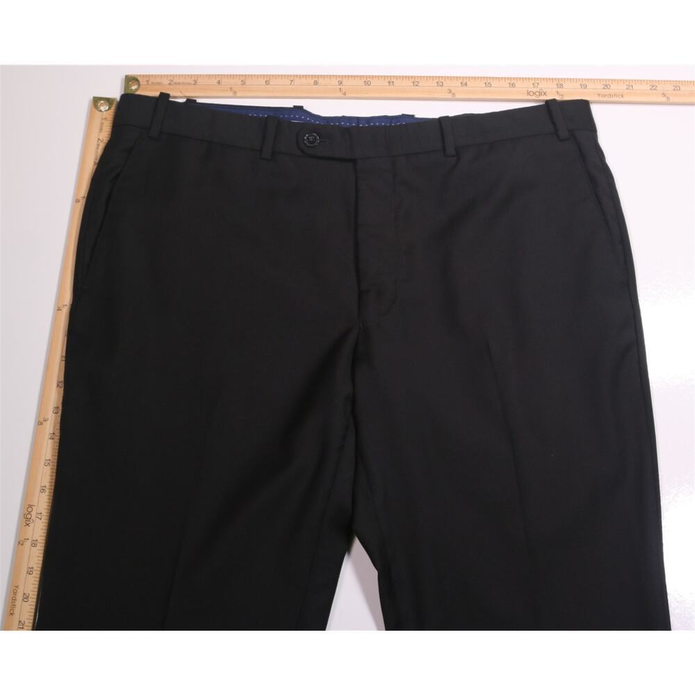 Peter Millar Solid Black Wool Flat Front Dress Pa… - image 4